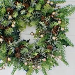 Ready To Ship Christmas Wreath, Flower Rustic Decor, Door Mantel Farmhouse Housewarming Gift, Winter Wreath - thumbnail 2