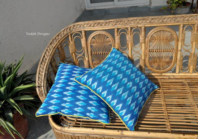 Blue Homespun Cotton Pillows/Bohemian Decorative Cushion Covers For Bed - image 1