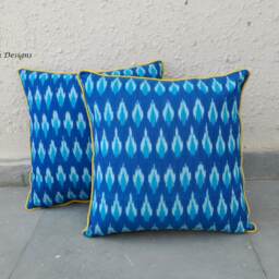 Blue Homespun Cotton Pillows/Bohemian Decorative Cushion Covers For Bed - thumbnail 3