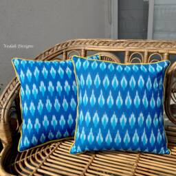 Blue Homespun Cotton Pillows/Bohemian Decorative Cushion Covers For Bed - thumbnail 2