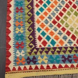 Galacticis Kilim Rug, Handwoven Artisan Afghan Turkish Aztec Sheep Wool Rug 190x127 cm - thumbnail 2