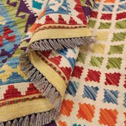 Galacticis Kilim Rug, Handwoven Artisan Afghan Turkish Aztec Sheep Wool Rug 190x127 cm - thumbnail 3