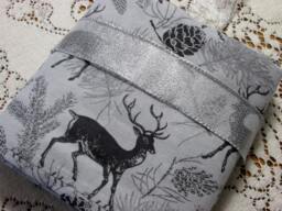 Extra-Large Receiving Blanket, Gray Stag in The Forest On Light Gray, Nature Inspired/Pinecones, Baby Gift, Hannahs Homestead2 - thumbnail 1
