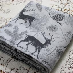 Extra-Large Receiving Blanket, Gray Stag in The Forest On Light Gray, Nature Inspired/Pinecones, Baby Gift, Hannahs Homestead2 - thumbnail 3