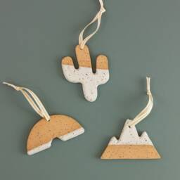 Speckled Cactus Ceramic Ornament [Hand Dipped Glaze, Christmas Gift, Holiday Ornament, Desert Wall Decor, Handmade, Stocking Stuffer] - thumbnail 3