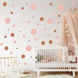 Pink & Brown Polka Dot Wall Stickers Rustic Nursery Decor - thumbnail 2