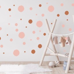 Pink & Brown Polka Dot Wall Stickers Rustic Nursery Decor - thumbnail 3