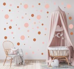 Pink & Brown Polka Dot Wall Stickers Rustic Nursery Decor - thumbnail 1
