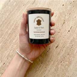 Personalised 3rd Leather Wedding Anniversary Candle Gift Set, Third Keepsake, For Couple Daughter Wife - thumbnail 2