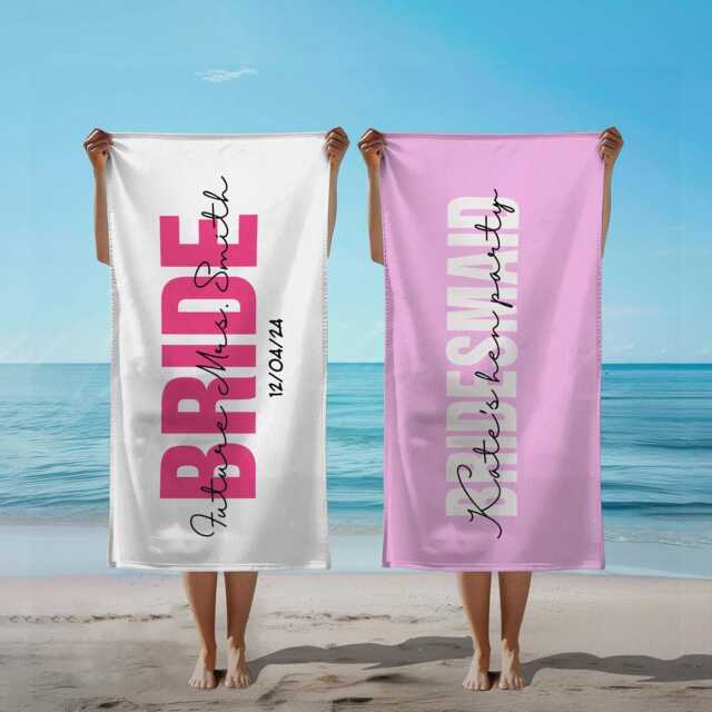 Personalized Bride Beach Towel, Bachelorette Future Mrs Party, Bridemaid Towel Gift - image 1