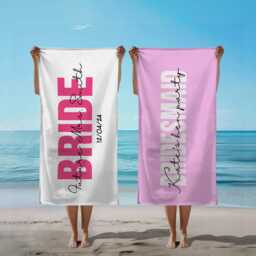 Personalized Bride Beach Towel, Bachelorette Future Mrs Party, Bridemaid Towel Gift - thumbnail 1