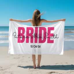 Personalized Bride Beach Towel, Bachelorette Future Mrs Party, Bridemaid Towel Gift - thumbnail 2