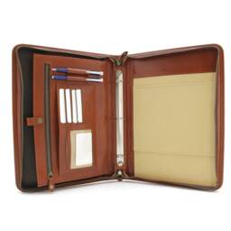 Leather Business Portfolio , Leather Folio Cover, A4 & Letter Size Paper Carrying Case, Zipper 3 Ring Binder - thumbnail 4