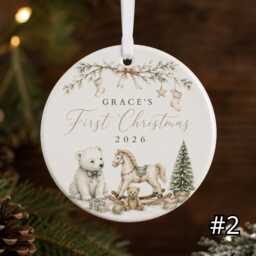 Personalized Baby First Christmas Ornament, Custom Name Polar Bear Ceramic Keepsake, Newborn Gift, Baby's 1st 2026 - thumbnail 2