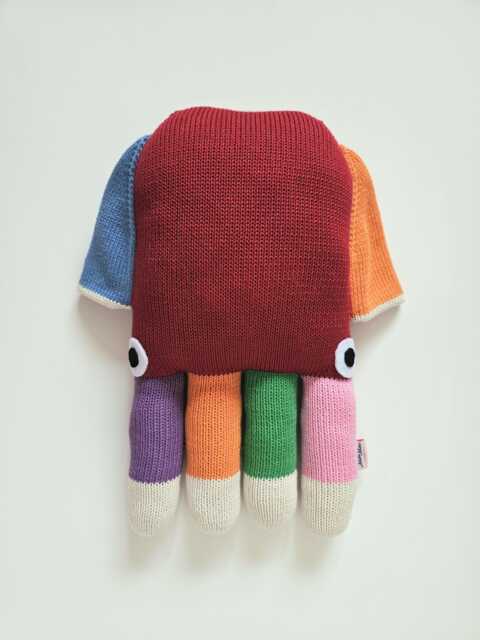 Hand-Knit Cotton Squid Plushie Colorful Nursery Decor - image 1