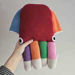 Hand-Knit Cotton Squid Plushie Colorful Nursery Decor - thumbnail 2