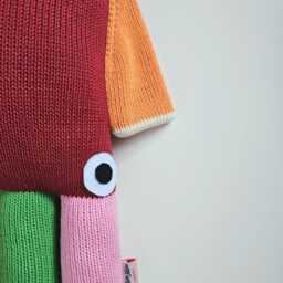 Hand-Knit Cotton Squid Plushie Colorful Nursery Decor - thumbnail 3