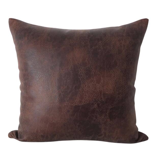 Cocoa Brown Faux Leather Pillow Cover - Modern West Texas Decor - image 1