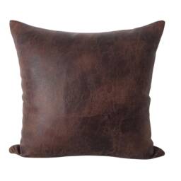 Cocoa Brown Faux Leather Pillow Cover - Modern West Texas Decor - thumbnail 1