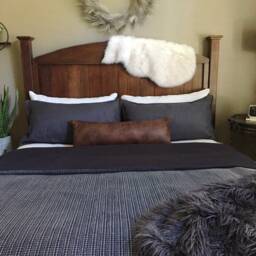 Cocoa Brown Faux Leather Pillow Cover - Modern West Texas Decor - thumbnail 4