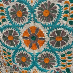 Boho Suzani Throw Blanket - Hand Embroidered Cotton Ethnic Bedspread Quilt - thumbnail 3