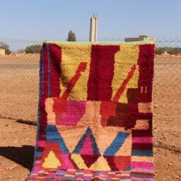 Handmade Berber Wool Rug Contemporary Abstract Moroccan Carpet - thumbnail 2