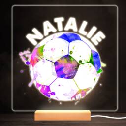 Pastel Football Colourful Square Personalised Gift Led Lamp Night Light - Bedroom