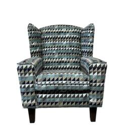 Teal Aztec Wingback Chair Fireside Cottage Style - thumbnail 2