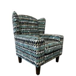 Teal Aztec Wingback Chair Fireside Cottage Style