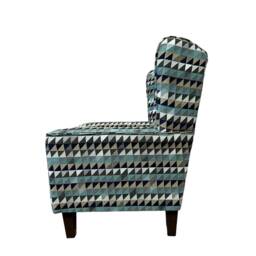 Teal Aztec Wingback Chair Fireside Cottage Style - thumbnail 4