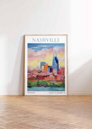Nashville Travel Poster, Print, Tennessee Usa Wall Art, Botanical Gift - thumbnail 1