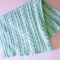 Hand Knit Gender Neutral Baby Blanket - thumbnail 3