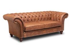 Chesterfield Belmont Real Leather Two/Three Seater Sofa Vintage Brown - thumbnail 1