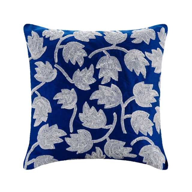"Art Silk Royal Blue Toss Throw Pillow 16""x16" - image 1