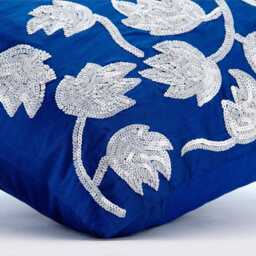 "Art Silk Royal Blue Toss Throw Pillow 16""x16" - thumbnail 2