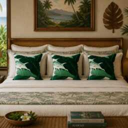 Tommy Bahama Swaying Palms Pillow Cover Tropical Green Polyester - thumbnail 2