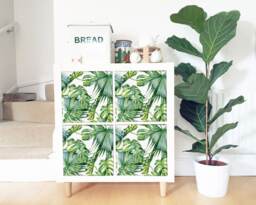 Decals For Kallax/Expedit, Ikea, Tropical Exotic Leaves, Jungle, Ikea Furniture, Dyi, Peel & Stick, Self Adhesive, Removable, Decal #8Ka - thumbnail 1