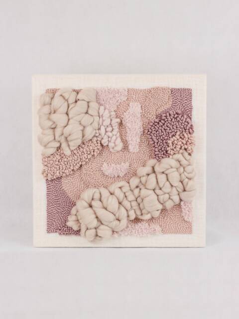 Rose Gold Textile Wall Art - Woven Yarn Tapestry, Sculptural Japandi Decor - image 1