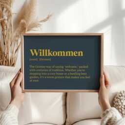 Willkommen German Welcome Sign - Entryway Wall Art Modern Typography Print Housewarming Gift Minimal Home Decor - thumbnail 1