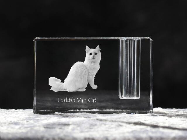 Turkish Van , Crystal Pen Holder With Cat, Souvenir, Decoration, Limited Edition, Collection - image 1