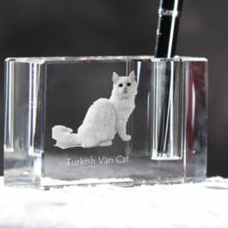 Turkish Van , Crystal Pen Holder With Cat, Souvenir, Decoration, Limited Edition, Collection - thumbnail 3