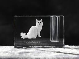 Turkish Van , Crystal Pen Holder With Cat, Souvenir, Decoration, Limited Edition, Collection - thumbnail 1