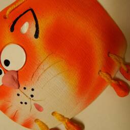 Ceramic Wall Sunny Cat. Ginger Cat. Wall Art. Cat Hanging. Hand Made Ceramics. Hanging Decor. Orange Or Brown Cat - thumbnail 3