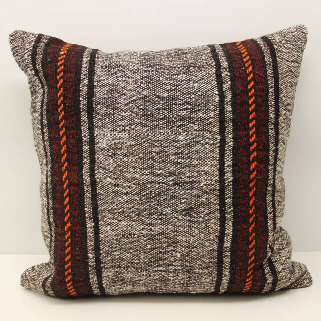 Vintage Kilim Pillow Cover 24x24, Turkish Wool Rustic Home Decor - image 1