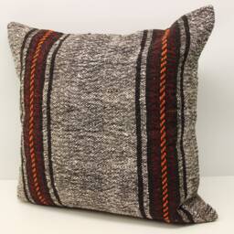 Vintage Kilim Pillow Cover 24x24, Turkish Wool Rustic Home Decor - thumbnail 3