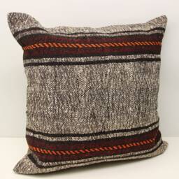 Vintage Kilim Pillow Cover 24x24, Turkish Wool Rustic Home Decor - thumbnail 2