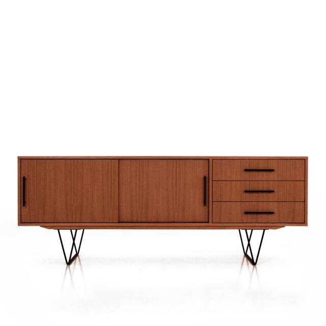 Mid-Century Sideboard, Dresser, Commode, Credenza Made Of Oak Vaneer - Teak Colour Livlo T-S03 - image 1