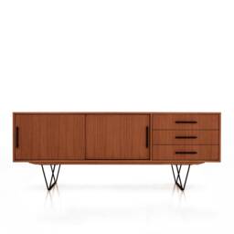 Mid-Century Sideboard, Dresser, Commode, Credenza Made Of Oak Vaneer - Teak Colour Livlo T-S03