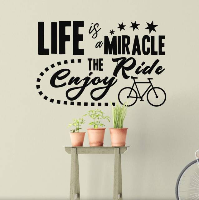 Life Is A Miracle Wall Decal, Lettering Motivational Wall Art Vinyl Quotes Decals, Home Quote - image 1
