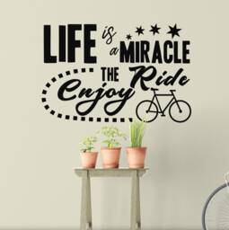 Life Is A Miracle Wall Decal, Lettering Motivational Wall Art Vinyl Quotes Decals, Home Quote - thumbnail 1